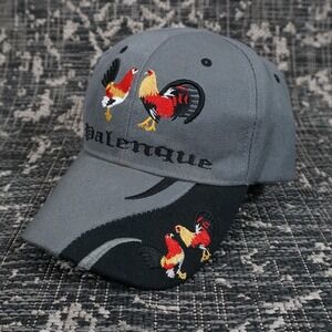 Palenque Rooster Embroidered Baseball Cap Gray Adjustable Strapback Streetwear